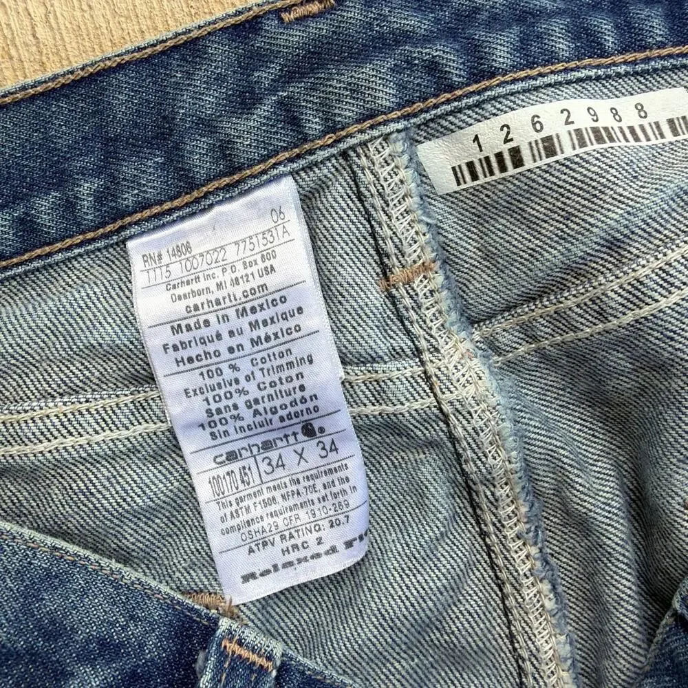 Carhartt denim blue jean double knee work wear carpenter pants